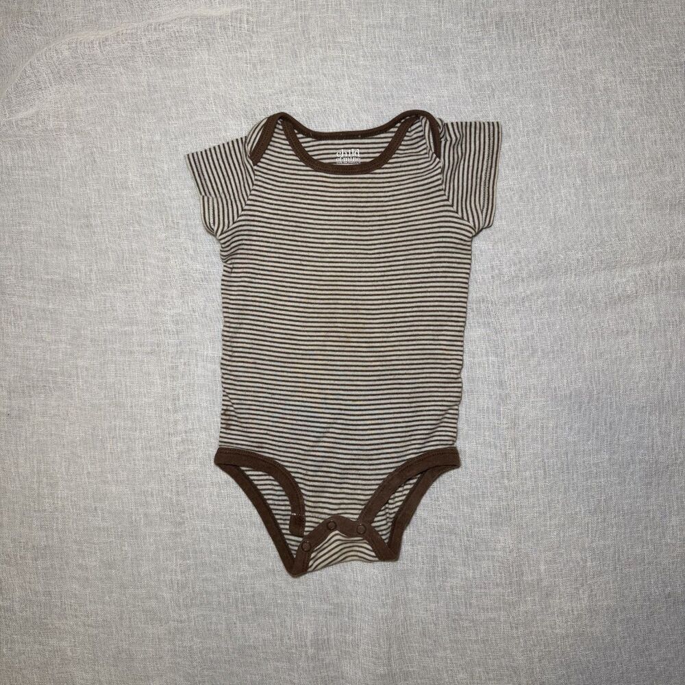 Baby Brown Striped Bodysuit 9-12M Child of Mine Carter’s Cotton